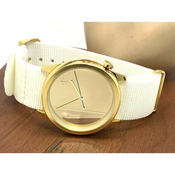 1: Face Women\'s Watch Gold Tone Case 39.5mm White Nylon Strap Quartz Meet :M main image 9